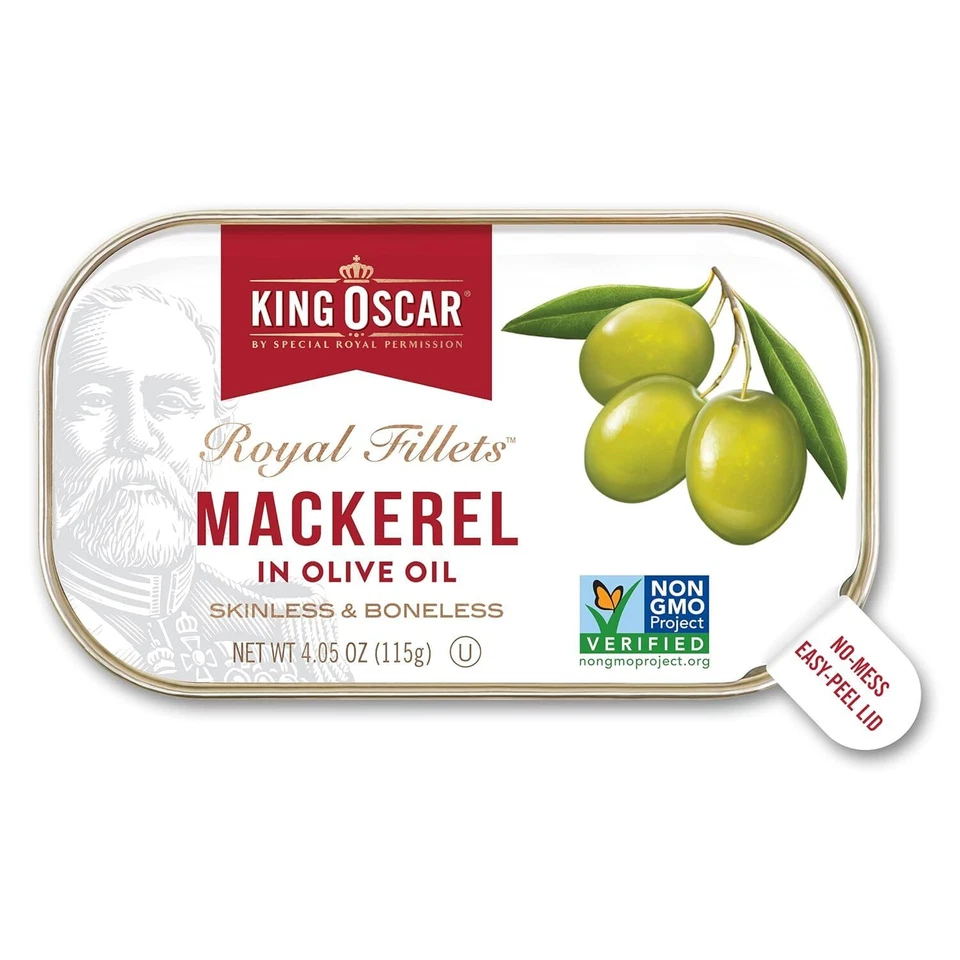 Caballa King Oscar en aceite de oliva paquete de 4 onzas de 12 ricos en proteínas saludables para el corazón Foto 2 de 4