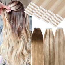CLEARANCE Tape In Remy Human Hair Extensions Skin Weft Real Hair FULL HEAD Ombre