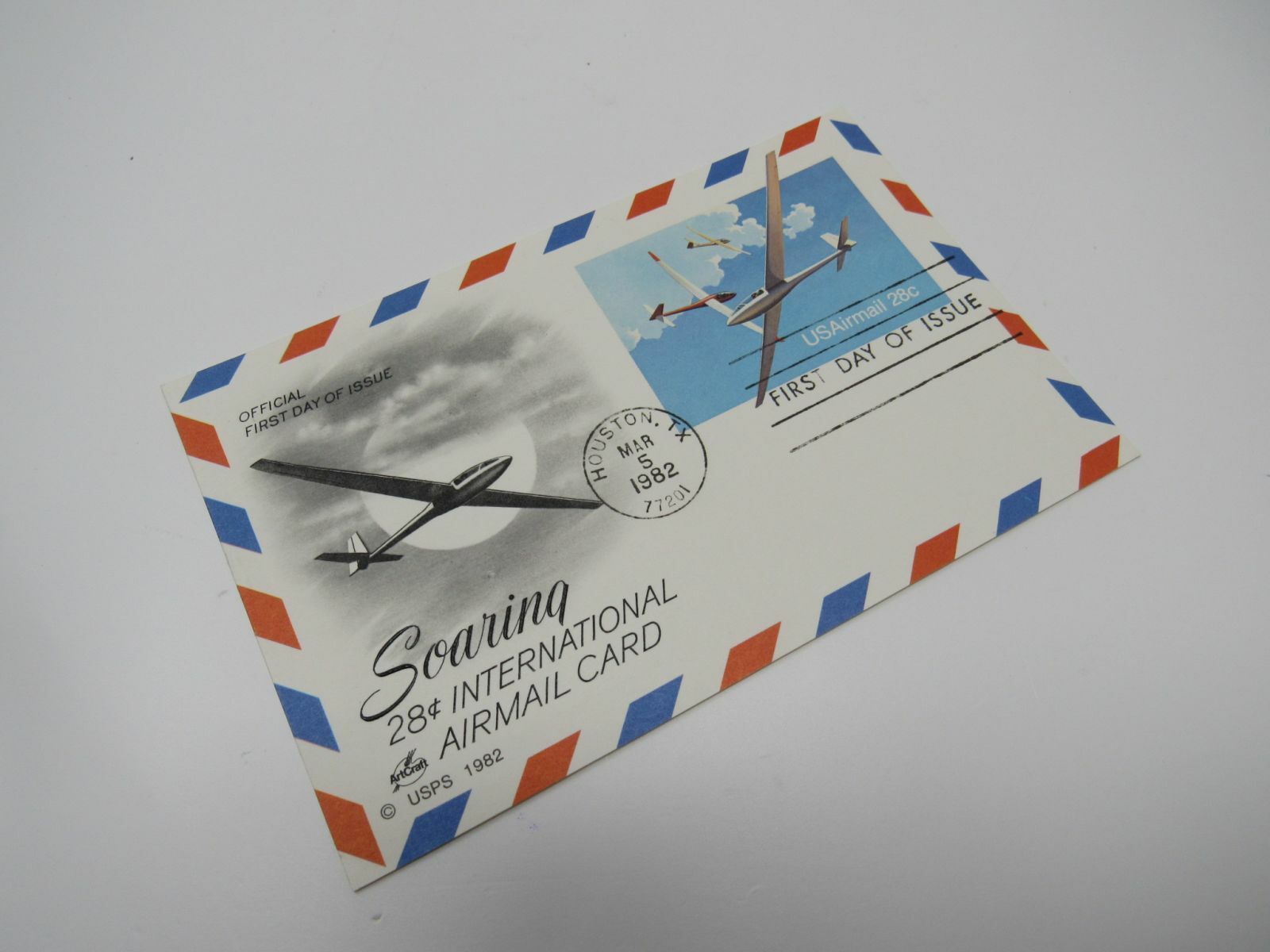 USPS Scott UXC20 Vintage 28c US Air Mail Soaring Gliders First Day of Issue