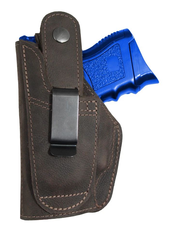 New Barsony Brown Leather 360Carry 12 Option OWB IWB Holster Compact 9mm 40 45  - Image 3 of 4