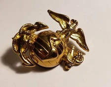 USMC Marine Corps Eagle Globe Anchor Collar Service Hat Lapel Pin Screw Back VTG