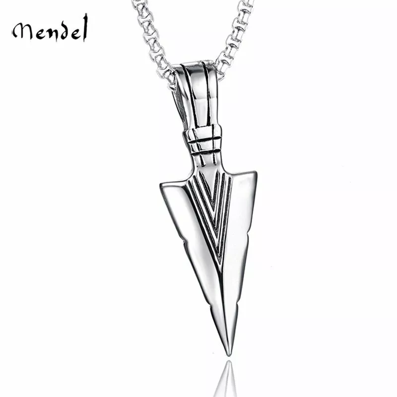 MENDEL Mens Spear Necklace Arrow Head Pendant Silver | eBay