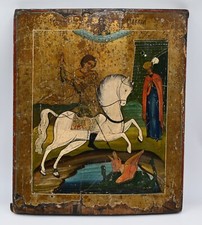 antica icona russa inizio XIX secolo con perizia soggetto: San Giorgio
