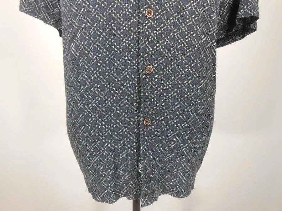 Красивая мужская рубашка XXL Nat Nast синий геометрический дизайн с коротким рукавом на пуговицах - Изображение 3 из 4