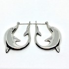 Sterling Silver Hoop Earrings Large size Dolphin Earrings Lot RT — photo 4