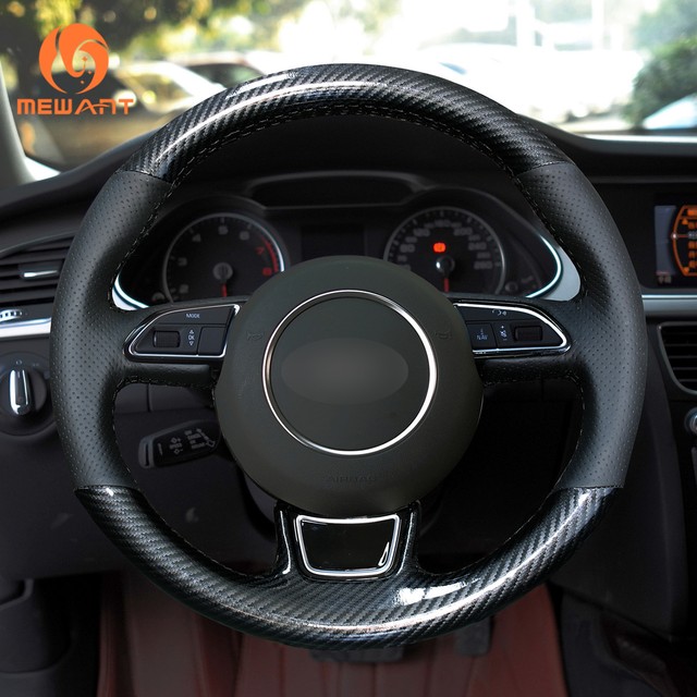 Carbon Fiber Leather Steering Wheel Cover for Audi A3 A4 A5 A6 A7 S6 S7