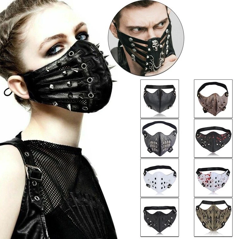 Punk Rock Half Face Mask Halloween Cosplay Mask Face Mouth Masks Props