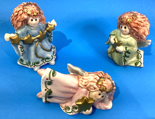 Fitz and Floyd Christmas Tumbling Angels 2003 Set of 3 Figurines Porcelain - Picture 2 of 9
