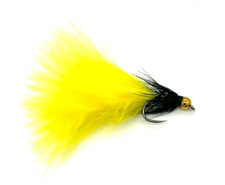 6 X Goldhead Dancer - Black Body / Yellow Tail - Trout Fishing Flies