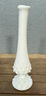 Vintage Fenton Swung Vase White 9" Milk Glass Hobnail Footed MCM Bud Vase