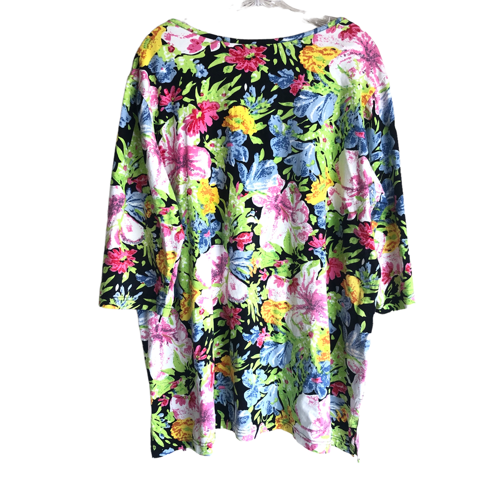 Anthony Richards Women's Tunic Top Tee Plus 1X Floral 3/4 Sleeve ...