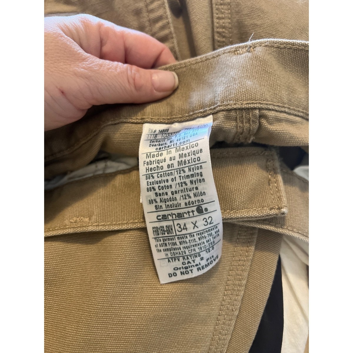 Carhartt Flame Resistant 2112 CAT 2 Mens Sz 34 x 32 Original