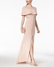 NEW XSCAPE Off The Shoulder Ruffle GOWN DRESS SIZE 8 $258 BLUSH PINK NORDSTROM