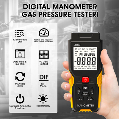Digital Manometer Differenz Luft Gas Messgerät Manometer Differenzdruckmessgerät