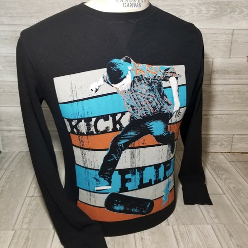 Faded Glory Boys Thermal Skateboard Shirt Size 2XL 18 Black Graphic Skater - Picture 6 of 7