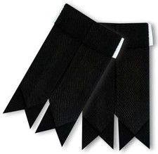 Men s Highland Kilt Hose Sock Flashes Plain Black Tartan/Black Flashes Garter/L