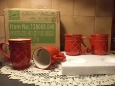 The Pioneer Woman Cheerful Rose Red Coffee Mug Cup-12 fl oz-SET OF 4-NEW IN BOX