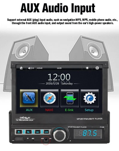 7" Single 1 DIN Flip out Touch Screen Car MP5 Stereo Radio Bluetooth Mirror Link - Picture 8 of 11