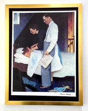 NORMAN ROCKWELL + " SLEEPING " + CIRCA 1970'S + SIGNED PRINT FRAMED