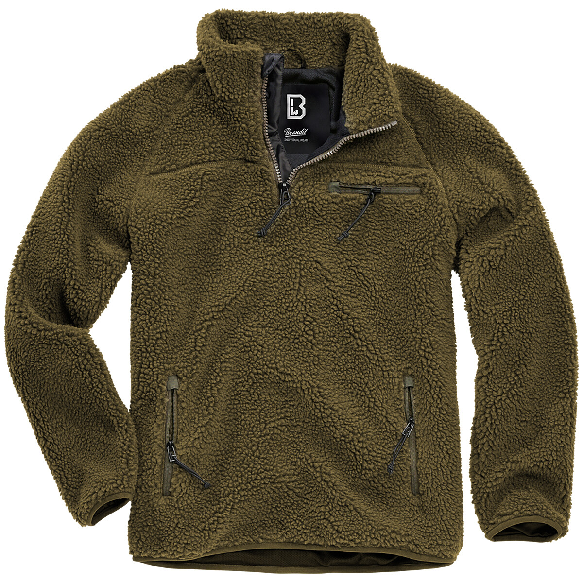 Brandit Teddyfleece Troyer Moda Hombre Mullido Calentar Invierno Calle Oliva