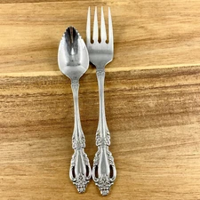 Oneida RAPHAEL 2 Pcs Salad Fork Grapefruit Citrus Spoon Stainless Steel Flatware