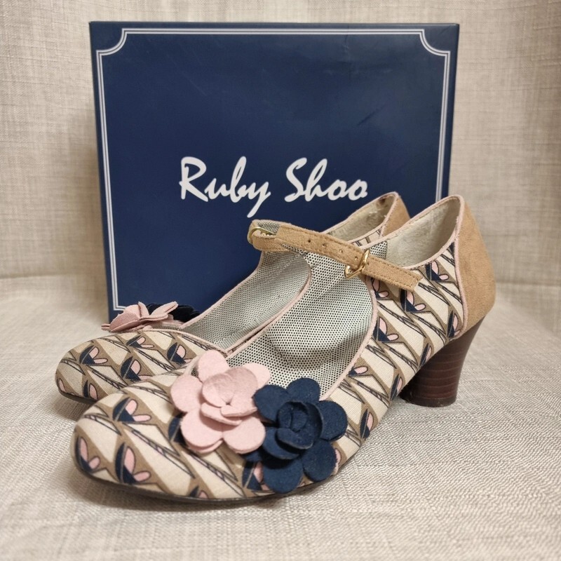 Ruby Shoo Mia Boxed Ladies Size 5 Beige \u0026 Black Mid Heel | eBay UK
