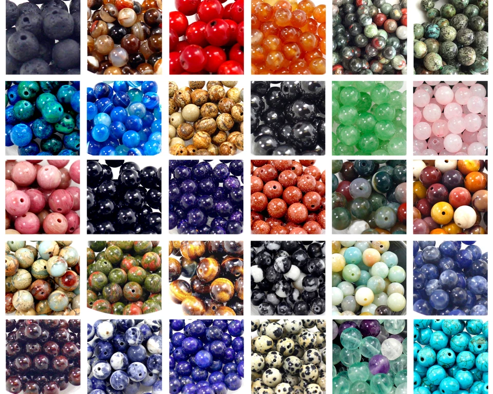 Natural Gemstone Beads lot Smooth Round Loose Bead 100pcs 4mm 6mm 8mm 10mm 12mm - Image 3 of 4