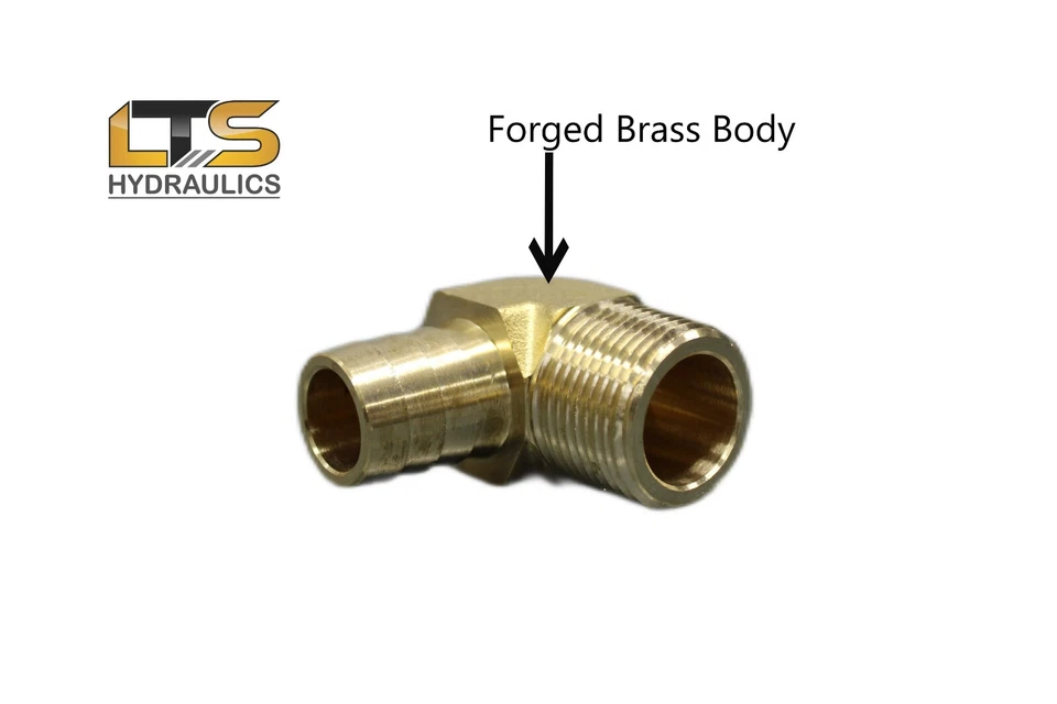 1/4" Hose Barb x 1/4" Male Pipe NPT 90 Degree Forged Brass Fitting Qty 1 - Image 4 of 4