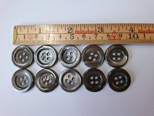 Mother of Pearl Natural Shell 4 hole Round Buttons 20 and 23mm rim edge x 10 - Picture 7 of 12