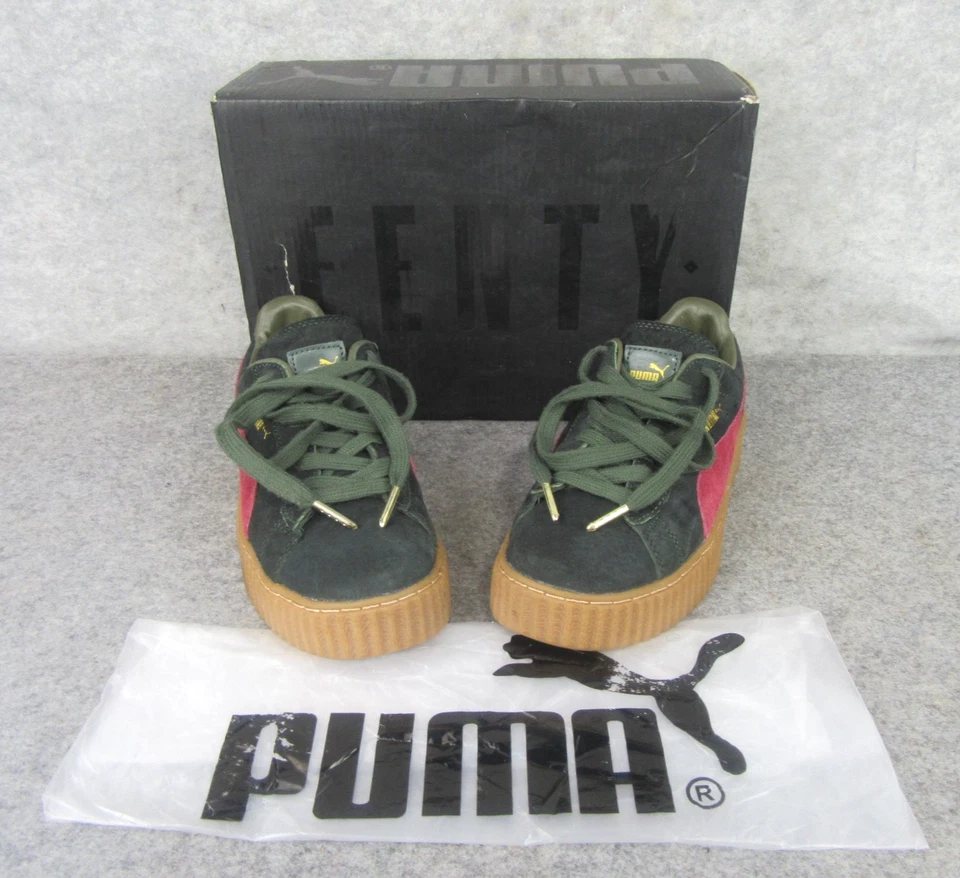Zapatos Puma Fenty Verde Ejército EE. UU. 7,5 Gamuza Creepers Satén Rihanna Foto 2 de 4