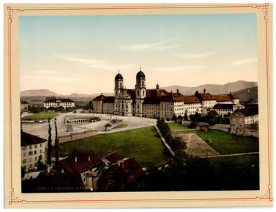 Suisse, Einsiedeln, the monastery with schoolhouse vintage photochrome photochrome,