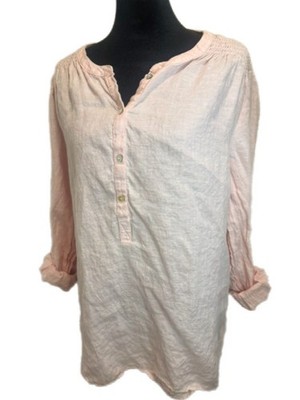 Sigrid Olsen Linen Tunic Womens XL Soft Pink Coastal Boho Resort Minimalist Top