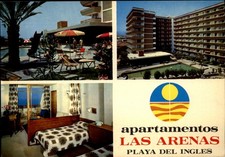 Apartamentos Las Arenas Playa del Ingles Gran Canaria vintage postcard b124