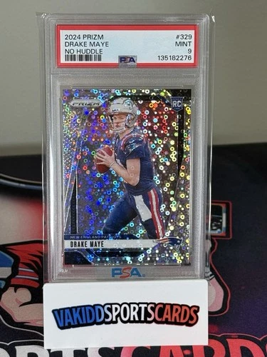 2024 Panini Prizm Drake Maye No Huddle #329 Disco Prizm PSA 9