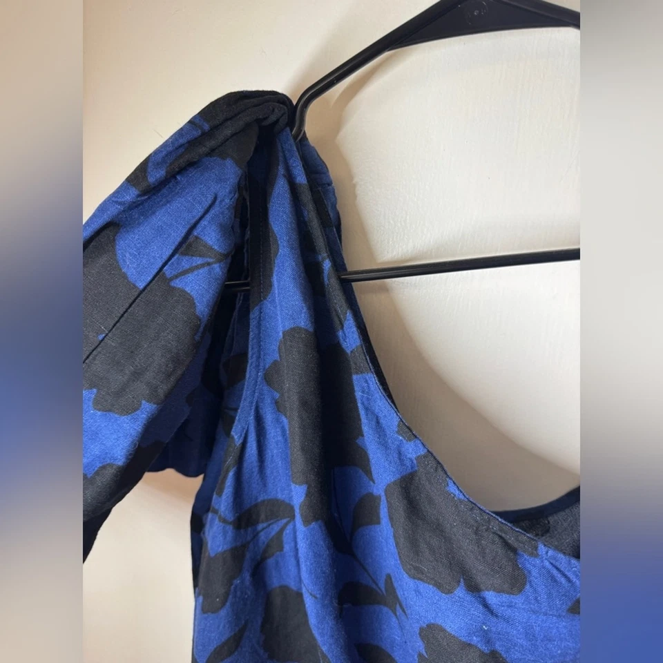 Kate Spade X Target Classic Rose Navy Blue Black Floral Linen Blend Jumpsuit 4 - Image 3 of 4