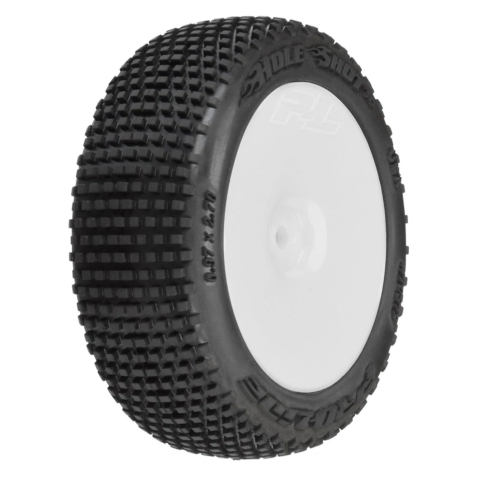 Pro-Line 1/14 Hole Shot 3.0 F/R Tire MTD 12mm White Wheels (4) Typhon GROM - Image 2 of 4