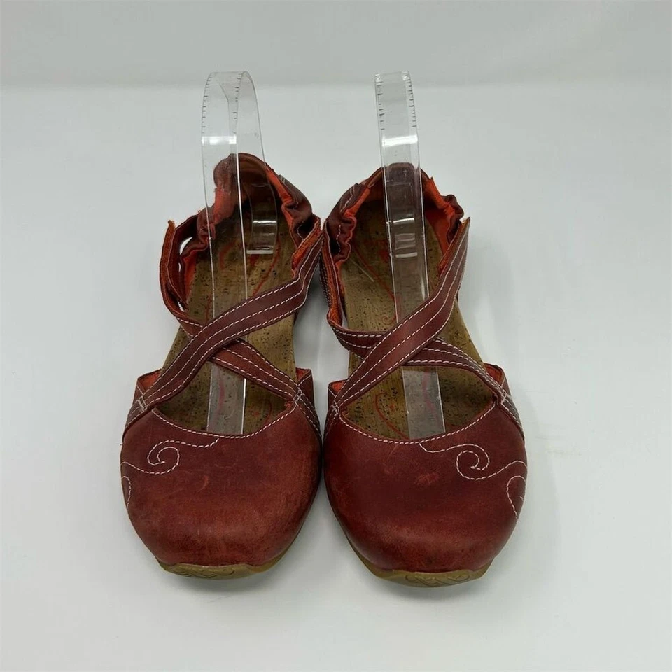 Женские балетки Ahnu Karma красные кожаные размер 9 повседневные удобные туфли без шнурков - Изображение 4 из 4