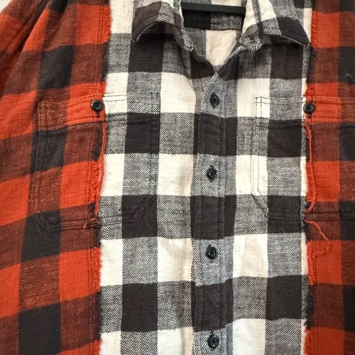 Camisa de trabajo R13 combo de franela a cuadros de gran tamaño cuello caído dobladillo triturado para mujer XS - Imagen 3 de 8