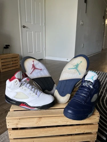Size 10M | - Jordan 5 Retro 2013 Fire Red - 136027-100 & AJ5 Pre-Grape Size 10