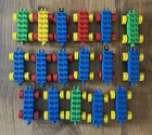 LOT Lego Duplo Train Car Bases Chassis Flat Beds Yellow Red Blue Green Vintage