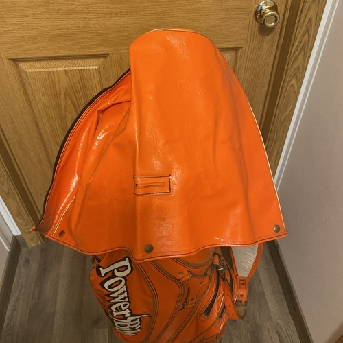 Vintage ORANGE POWERBILT Louisville Duro-Bilt 9" Golf Bag w Snap On Cover 6 Way - Picture 9 of 14