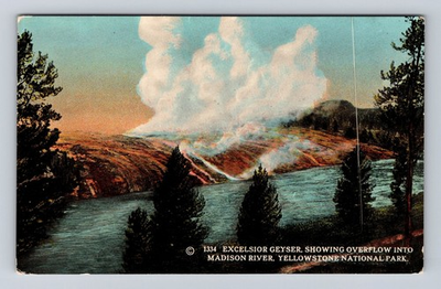 #ad Yellowstone National Park Excelsior Geyser Madison River Vintage Postcard $0.99