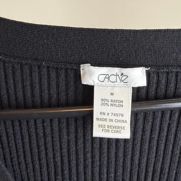 Cachè Black Ribbed Button Front Cardigan - image 5