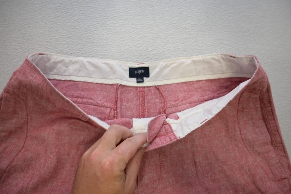 J Crew Linen Cotton Chino Shorts Marled Red/Pink Casual 9" INS Mens Size 34 - Image 3 of 4