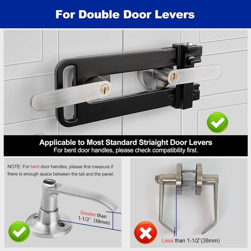 Double Door Locking Device, French Lock Security Barricade, Keyed Black - Bild 4 von 7
