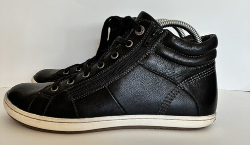 Taos Union Shoes Women's 9 Black Leather Comfort High Top Zip Lace Up Sneakers - Picture 3 of 8
