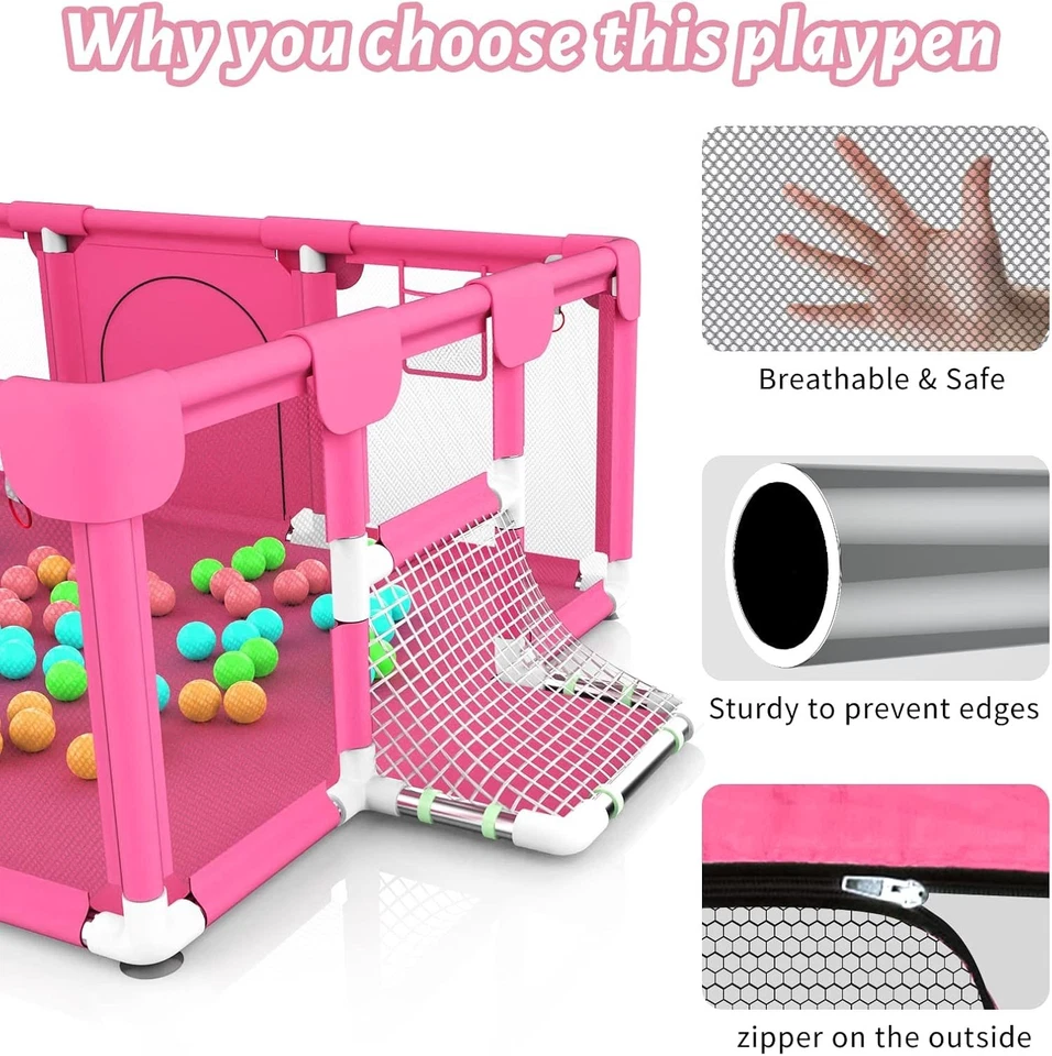 Parque infantil Bouncats Baby para bebés niños pequeños niños con bolas de foso 40 piezas puerta interior Foto 4 de 4