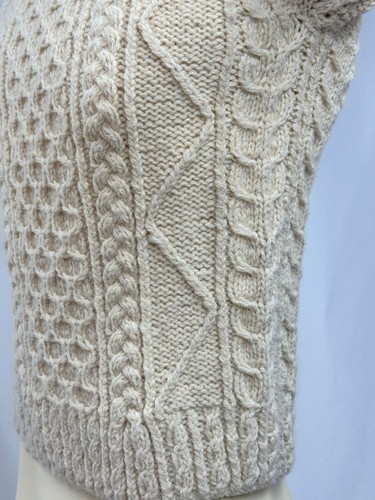 Vintage Irish Aran Fisherman Sweater Hand Knit Cable Wool Loch Garman, $139.99 - Photo 8