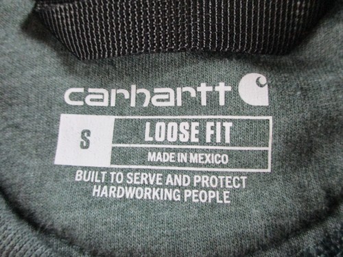 Carhartt Sweatshirt Men Small Green Orange Fleece Crewneck Spellout Logo Sweater - Picture 4 of 9