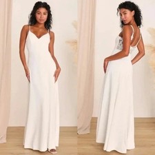 Lulus Forever a Fairytale White Lace Sleeveless Maxi Dress Size L